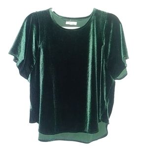 Madewell Butterfly Velour Green Top